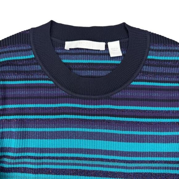 BOSS Hugo Boss Fadeira Ribbed Metallic-Stripe Sweater Sz 4 - Picture 9 of 12